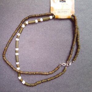 Panama Jack Gray Brown and White Puka Necklace Duo 18" NWT